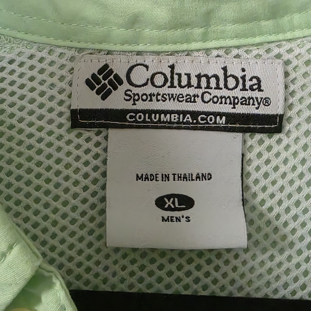 Columbia PFG Men's XL Short Sleeve Vented Fishing Shirt Mint Green - Picture 2 of 8